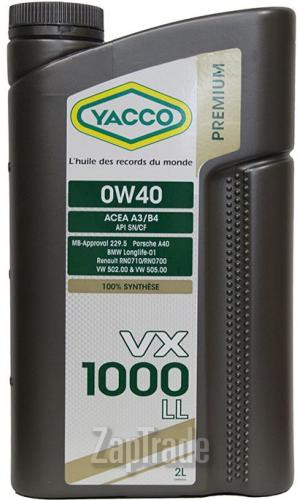 Купить моторное масло Yacco VX 1000 LL Синтетическое | Артикул 306224